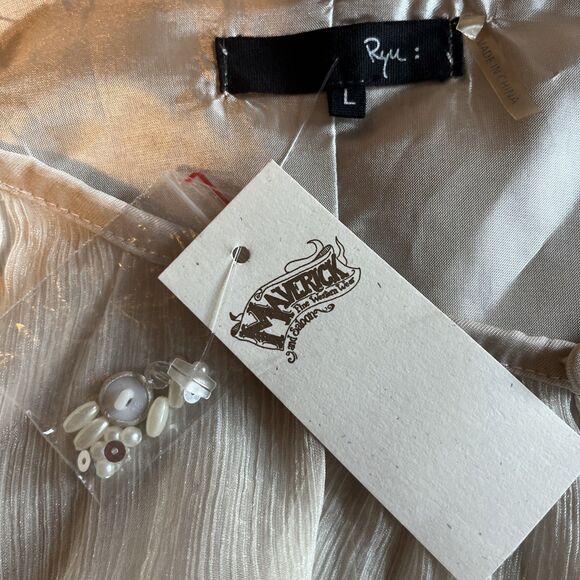 Maverick Fine Western Wear Vest Women’s L Beige Beaded Sequin Chiffon Boho Chic - Picture 3 of 13